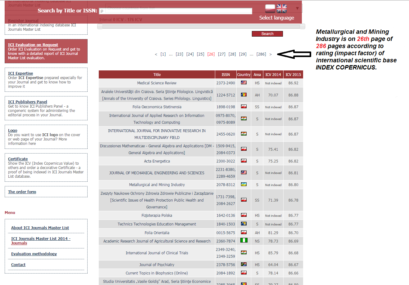 Metallurgical and Mining Industry in INDEX COPERNICUS